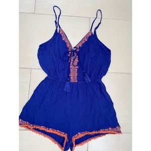 Blue with orange detailed romper
